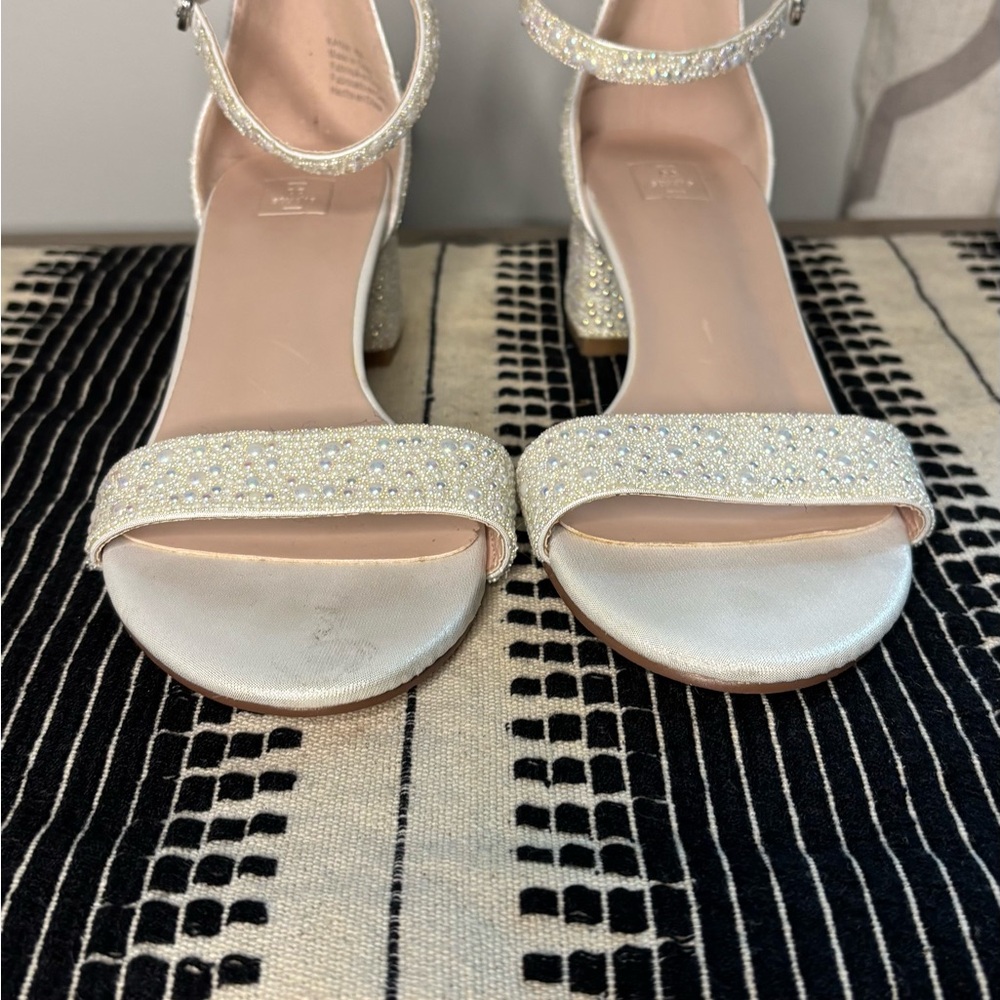 Pearl White block Heels